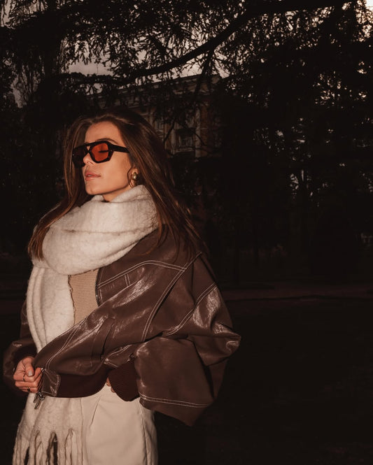 ARVERNA Oversized Contrast Brown Jacket