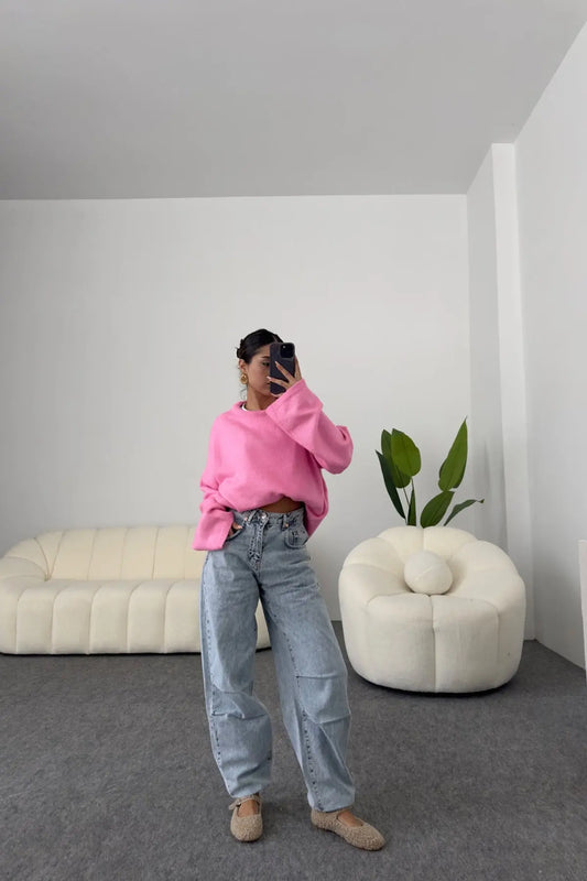 Charles Snow Washed High Waist Jean with Elastic Legs
