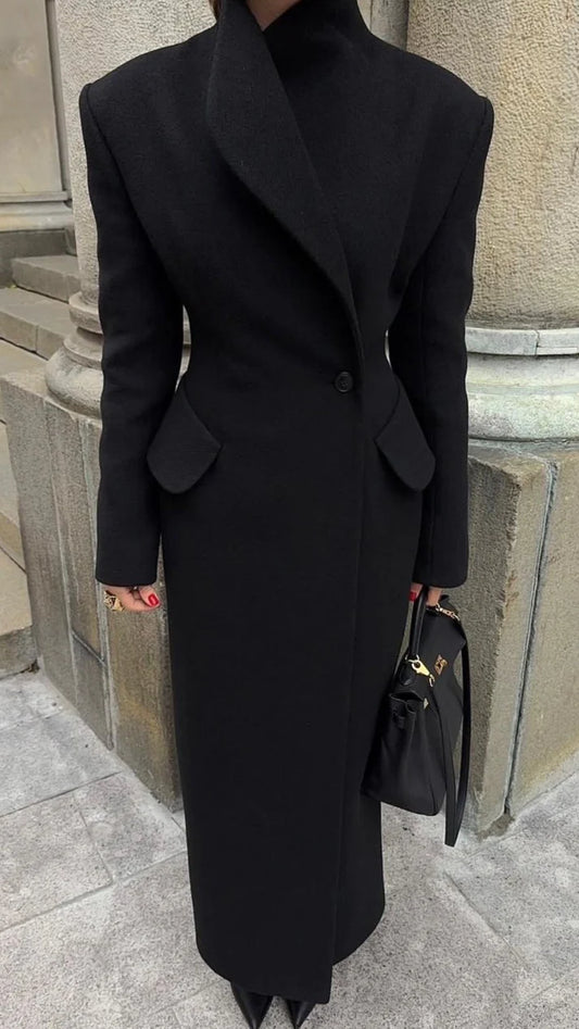 STAND-UP COLLAR WAIST SITTING PADDED MAXI CACHET COAT