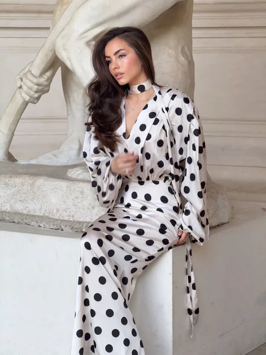 The Polka Ecru Maxi Dress