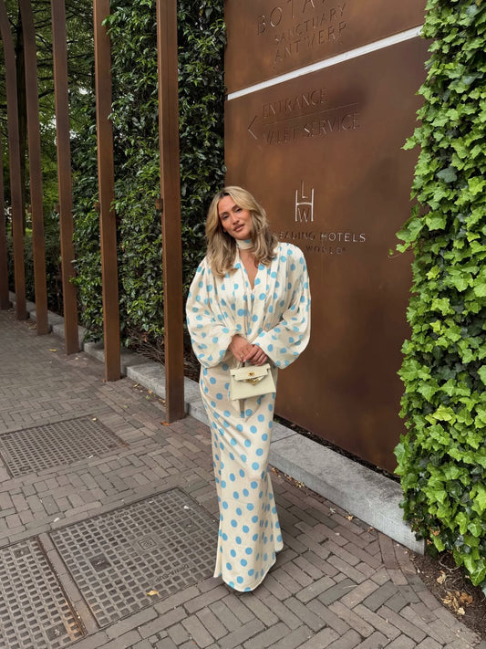 The Polka Baby Blue Maxi Dress