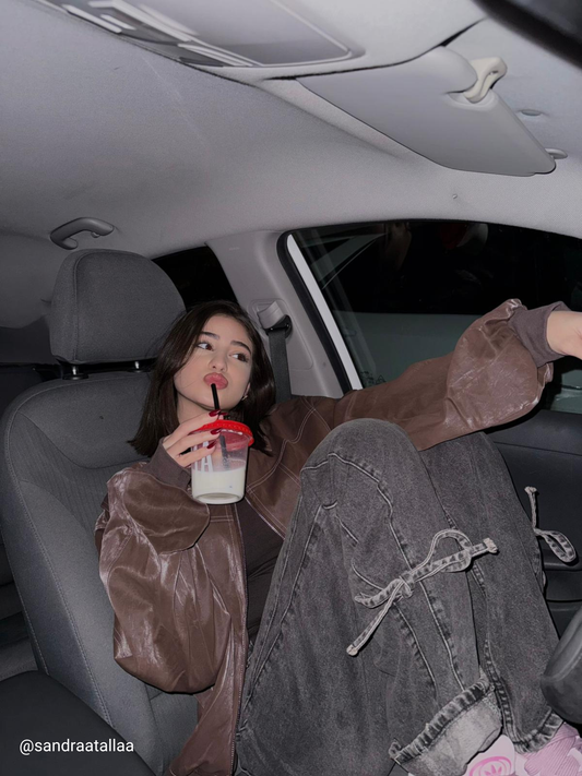 ARVERNA Oversized Contrast Brown Jacket