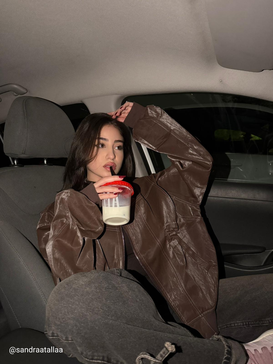 ARVERNA Oversized Contrast Brown Jacket