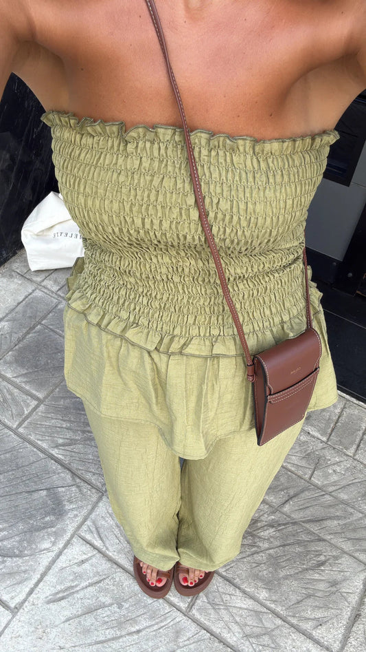 Strapless Blouse and Trouser Set