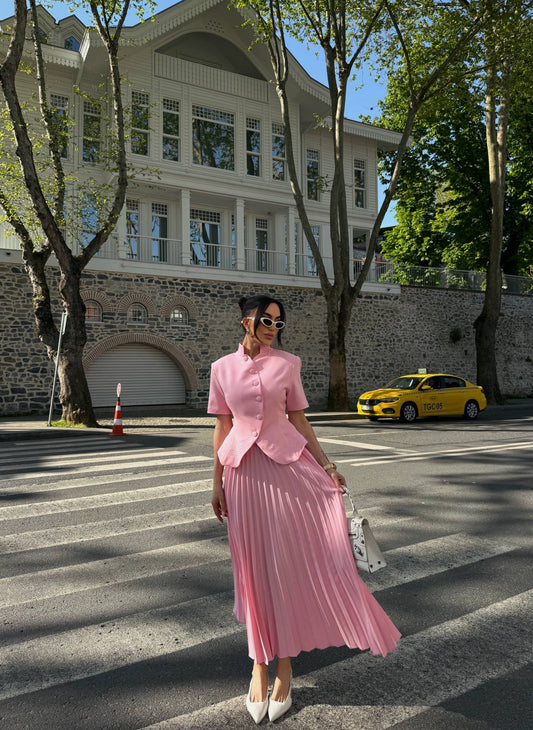 Pink Pleated Set