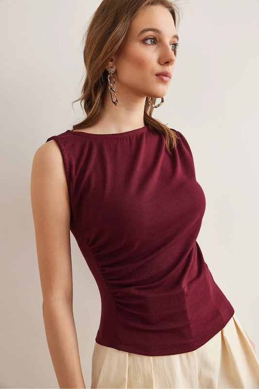 SIDE SHIRT COTTON STRAPS ECRU BLOUSE