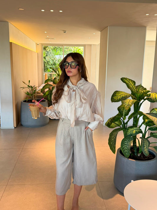 Wide-Leg Culotte Pants