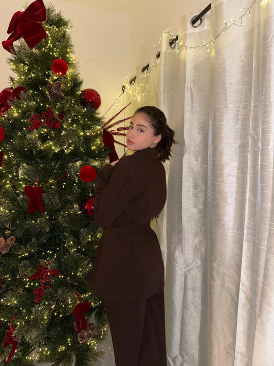 حزام خصر فاخر لبدلة بنية اللون