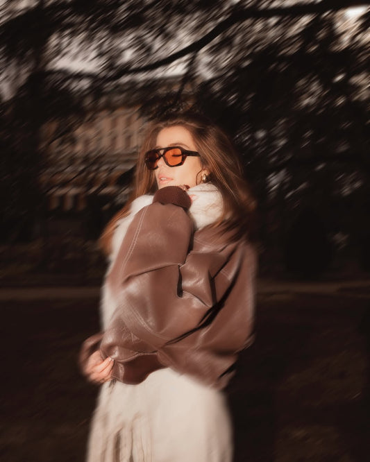 ARVERNA Oversized Contrast Brown Jacket