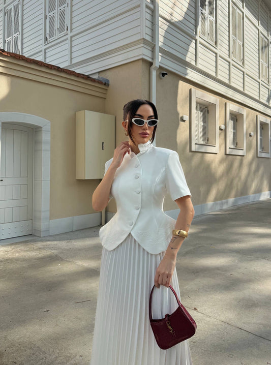 White Pleated Set