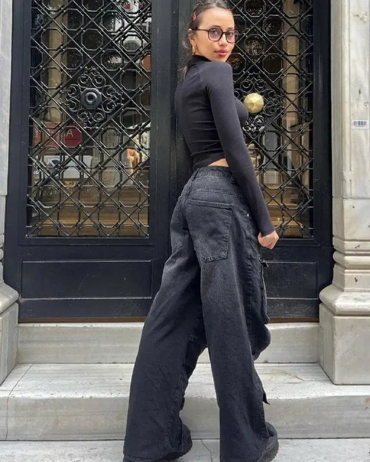 بنطال كارغو أسود من ROPE