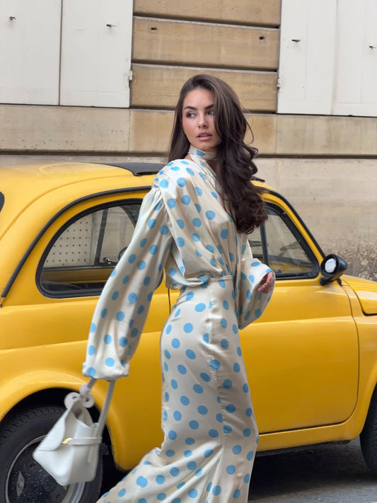 The Polka Baby Blue Maxi Dress