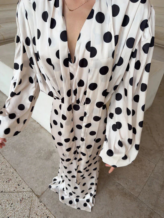 The Polka Ecru Maxi Dress