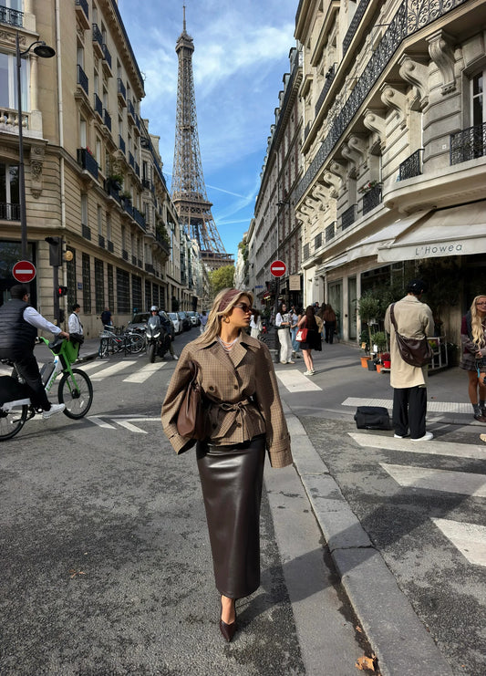 Parisian Houndstooth Belted Jacket