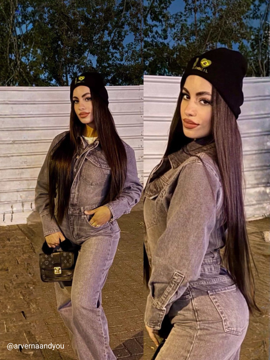 جمبسوت جينز بني اللون للنساء