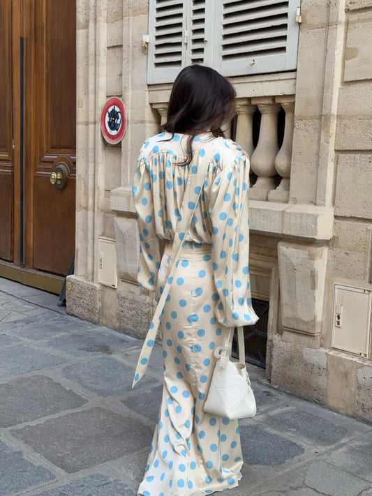 The Polka Baby Blue Maxi Dress