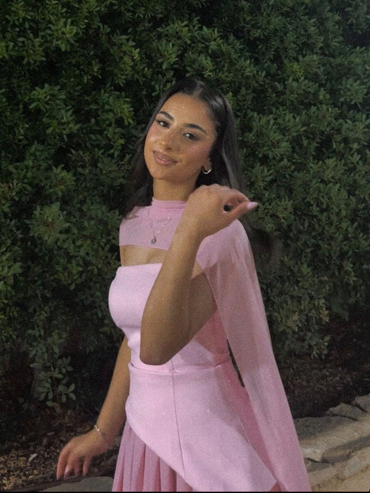 Luna Chiffon Evening with Scarf Pink Dress