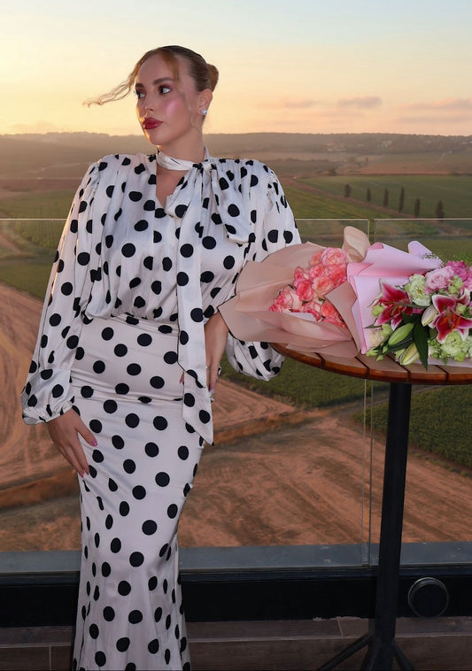 The Polka Ecru Maxi Dress