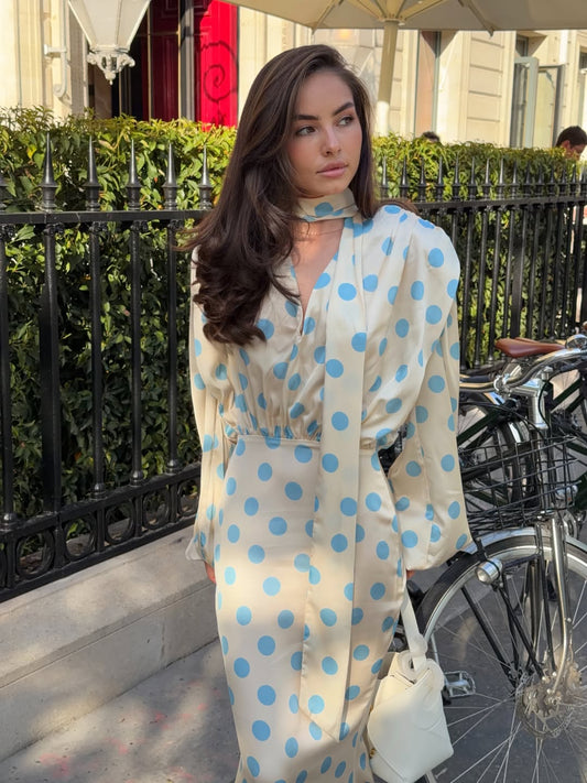 The Polka Baby Blue Maxi Dress