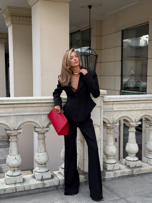 Black Two Piece Set Structured Suits