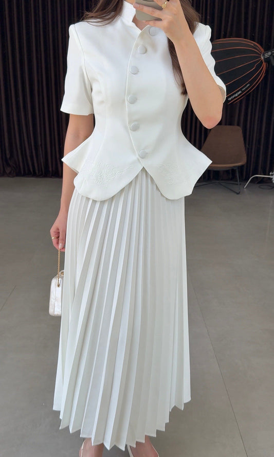 White Pleated Set