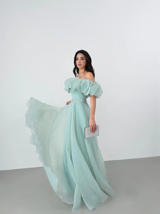 Peri Mint Green Vibe Evening Dress