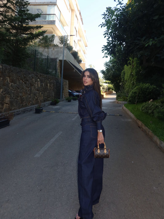 Contrast Stitch Denim Set