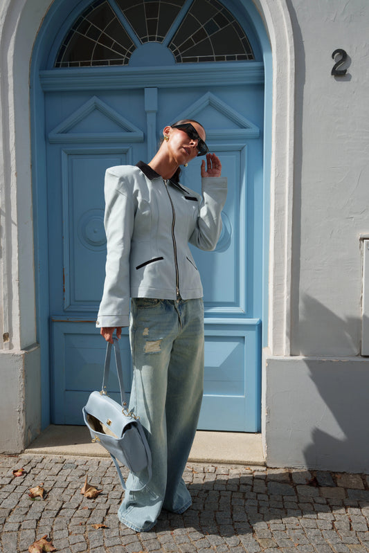 The Elodie Ice Blue Contrast Jacket
