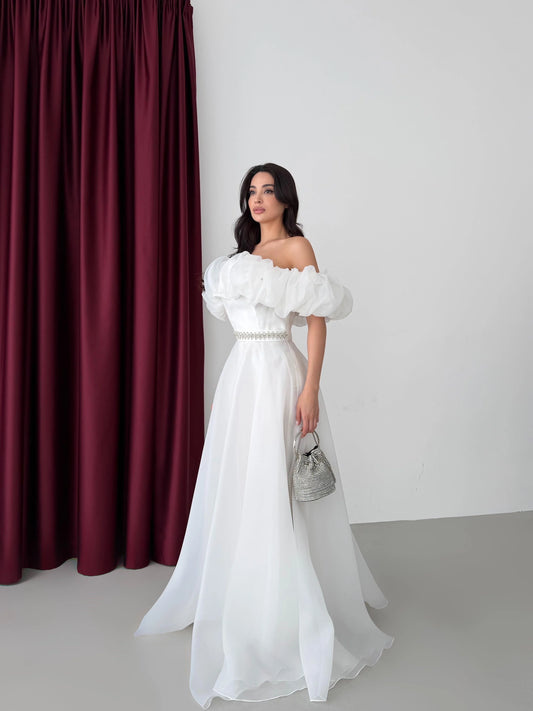 Peri White Vibe Evening Dress
