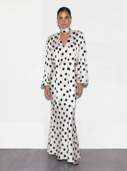 The Polka Ecru Maxi Dress