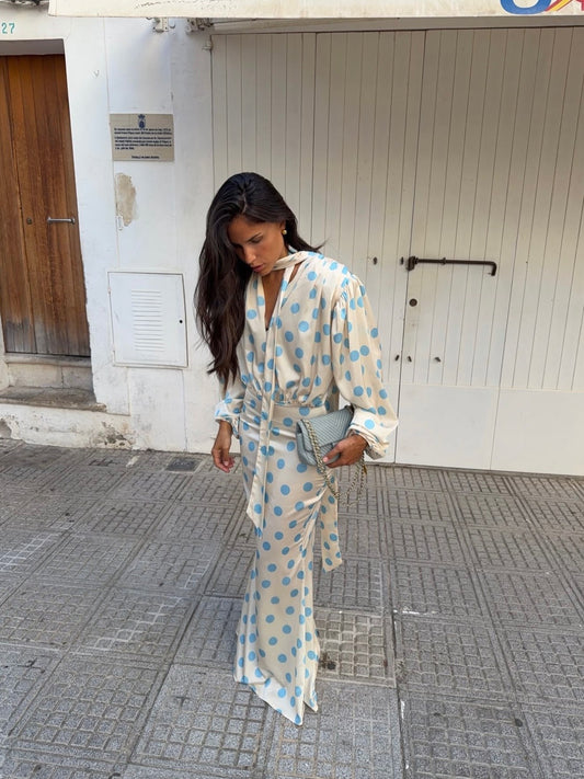 The Polka Baby Blue Maxi Dress