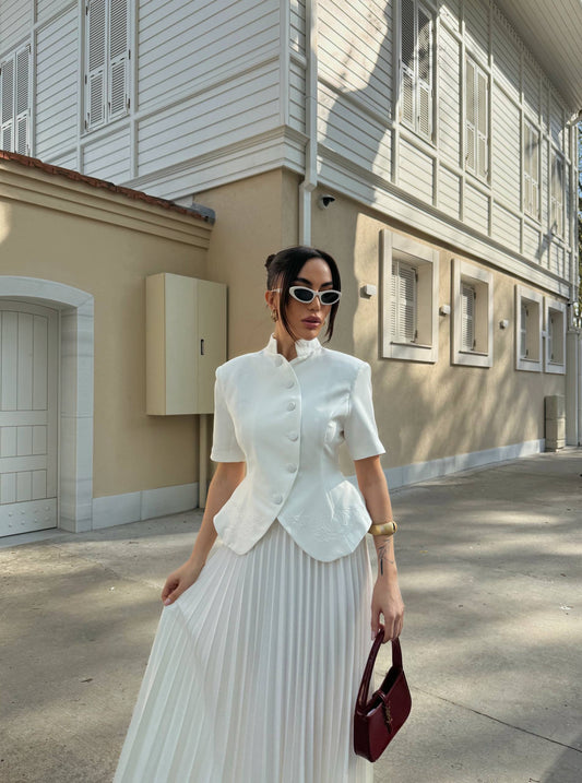 White Pleated Set