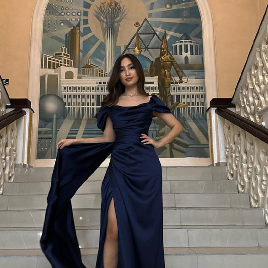 Musa Slit Detail Balloon Sleeve Evening Dress