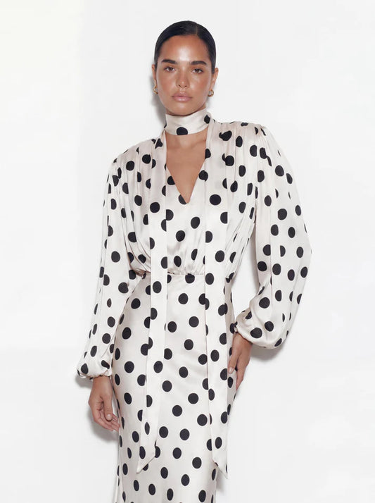 The Polka Ecru Maxi Dress