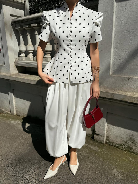White Polka Set