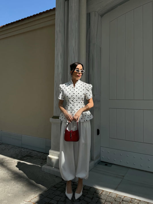 White Polka Set