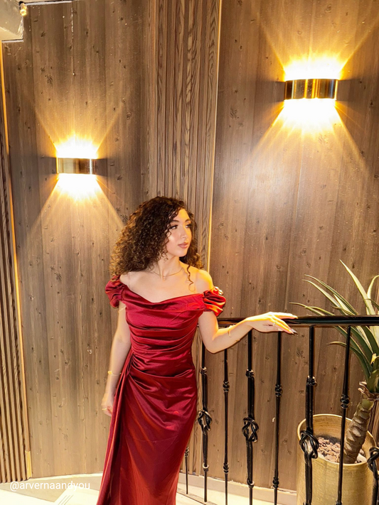 Musa Slit Detail Balloon Sleeve Evening Dress