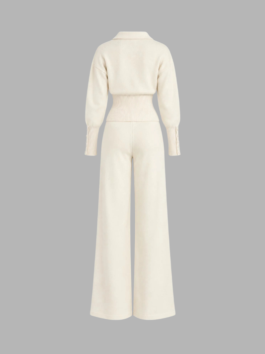 Aurelia Beige Ribbed Waist Set