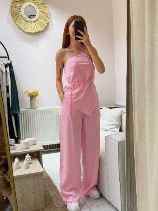 طقم بلوزة بحمالة كتف واحدة