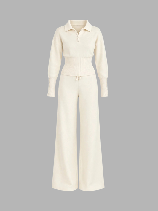 Aurelia Beige Ribbed Waist Set