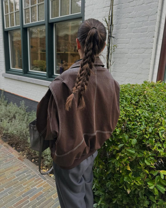 ARVERNA Oversized Contrast Brown Jacket