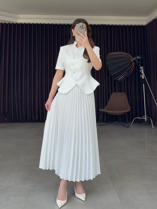 White Pleated Set