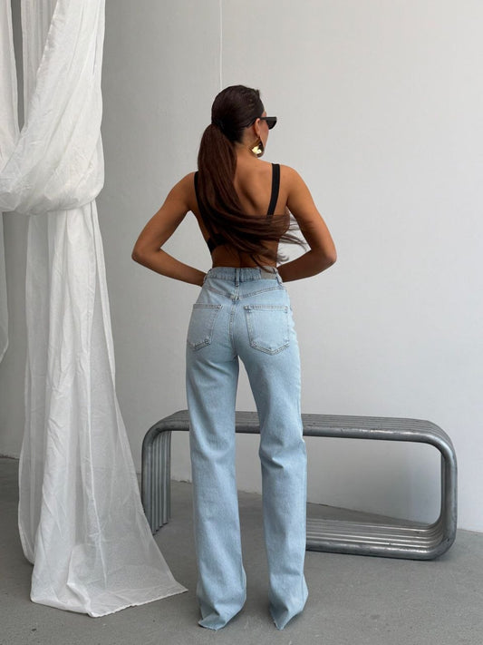 Ice Blue High-Waist Jeans