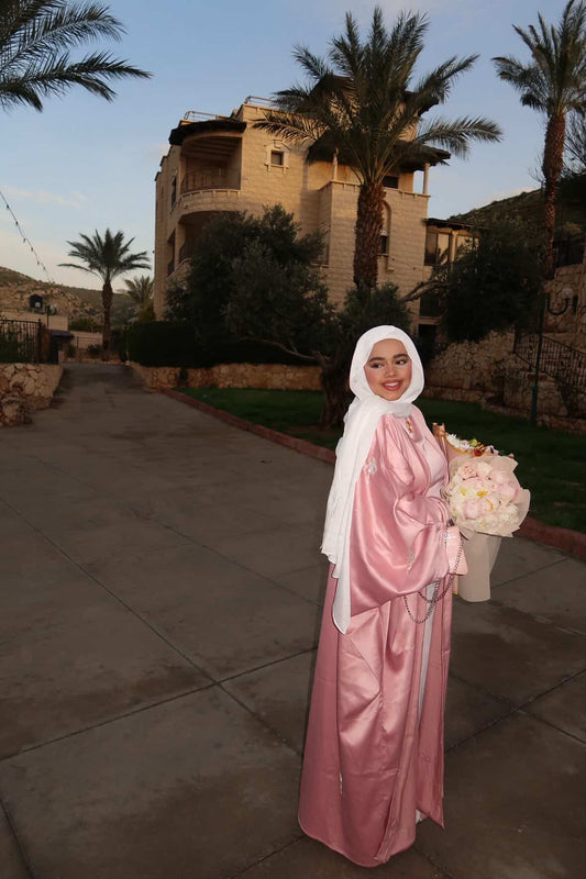 Elegant Pink with Bow Accents Abaya