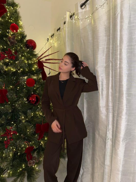 حزام خصر فاخر لبدلة بنية اللون