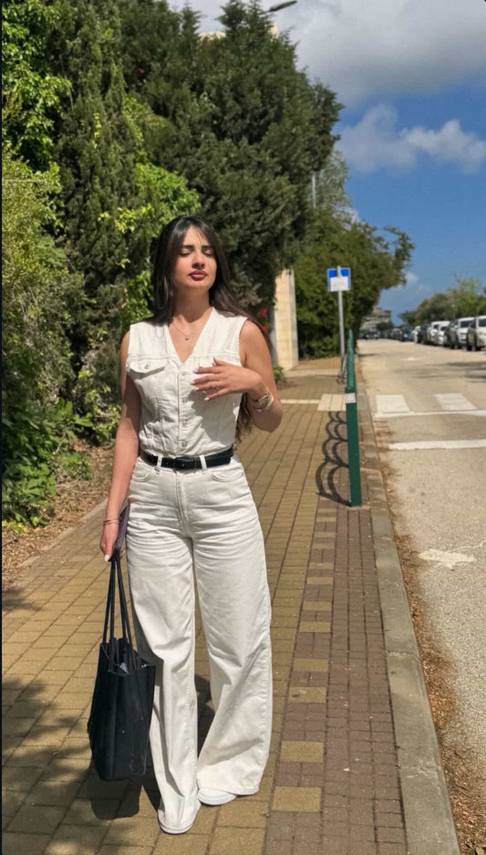 Chic Sleeveless Denim Wide-Leg Jumpsuit