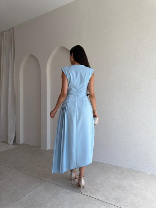 Baby Blue Evelyn Belted Dress