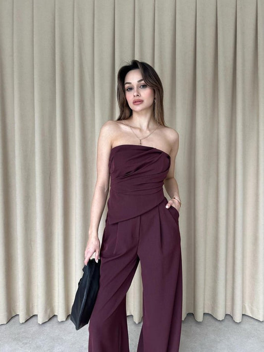 Strapless Draped Two-Piece Set