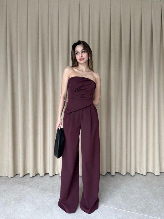Strapless Draped Two-Piece Set