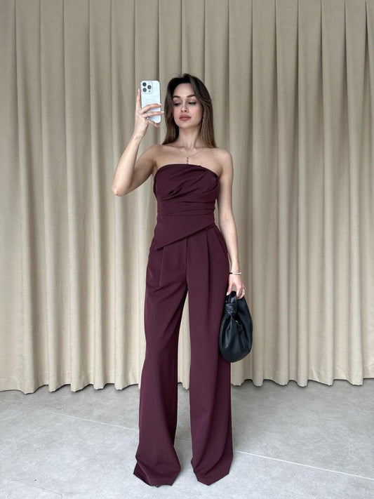 Strapless Draped Two-Piece Set